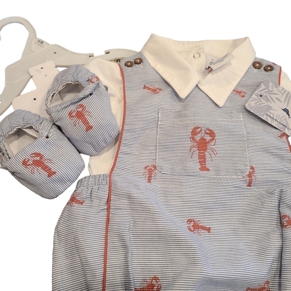 Tommy Bahama Infant Set with Lobster Print and Nautical Stripes, Size 3-6 Months - Picture 2 of 12